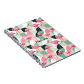 Moderne rosa Flamingo Geometric Girly Personalisie Notizblock (Rechte Seite)