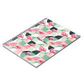 Moderne rosa Flamingo Geometric Girly Personalisie Notizblock (Linke Seite)