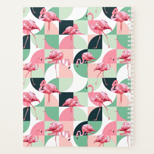 Moderne rosa Flamingo Geometric Girly Personalisie Planer (Rückseite)