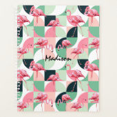 Moderne rosa Flamingo Geometric Girly Personalisie Planer (Vorderseite)