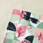 Moderne rosa Flamingo Geometric Girly Personalisie Strandtuch (Beispiel)