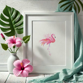 Moderne rosa Flamingo tropische Wasserfarbe Poster