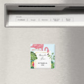 Moderne rosa Flamingo Wedding speichern das Date M Magnet (In Situ (Geschirrspüler))