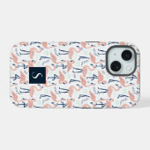 Moderne rosa Flamingos Monogramm iPhone 15 Hülle (Rückseite (Horizontal))