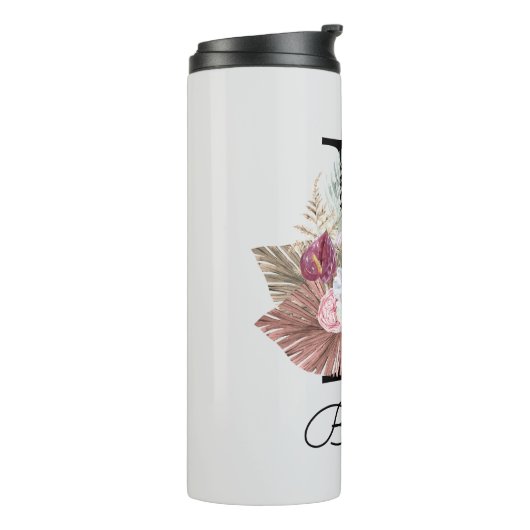 Moderne rosa Floral Initial B Thermosbecher (Nach links gedreht)