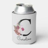 Moderne rosa Floral Initial C Dosenkühler (Kanne Vorderseite)