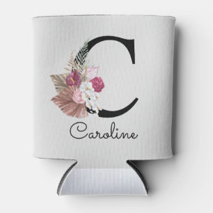 Moderne rosa Floral Initial C Dosenkühler