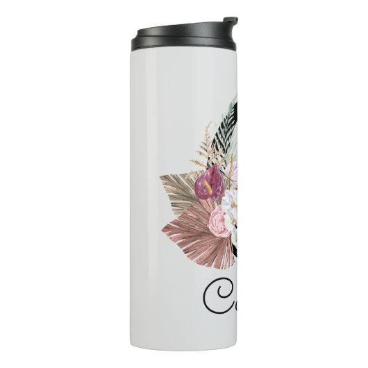 Moderne rosa Floral Initial C Thermosbecher (Nach links gedreht)