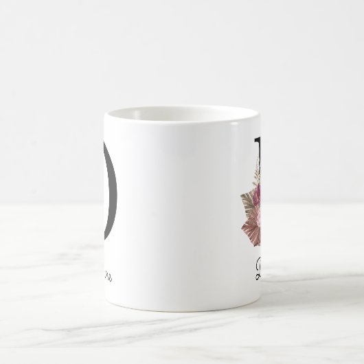 Moderne rosa Floral Initial D Kaffeetasse (Mittel)