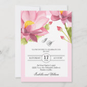 Moderne Rosa Floral Lotus Blume Einladung Hochzeit (Vorderseite)
