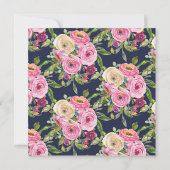 Moderne, rosa, florale Bestätigung der Marine Einladung (Rückseite)