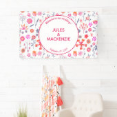 Moderne rosa florale Boho Hochzeit Banner (Insitu)
