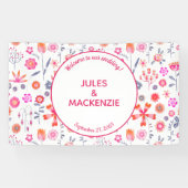 Moderne rosa florale Boho Hochzeit Banner (Horizontal)