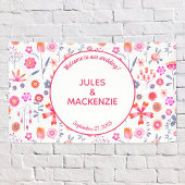 Moderne rosa florale Boho Hochzeit Banner