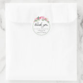 Moderne rosa florale Gastgeschenk Hochzeit Vielen Runder Aufkleber (Tasche)