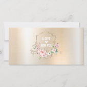 Moderne rosa florale goldene Geschenkkarte (Vorderseite)