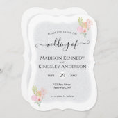 Moderne rosa florale Hochzeit mit einem bemerkensw Einladung (Vorne/Hinten)