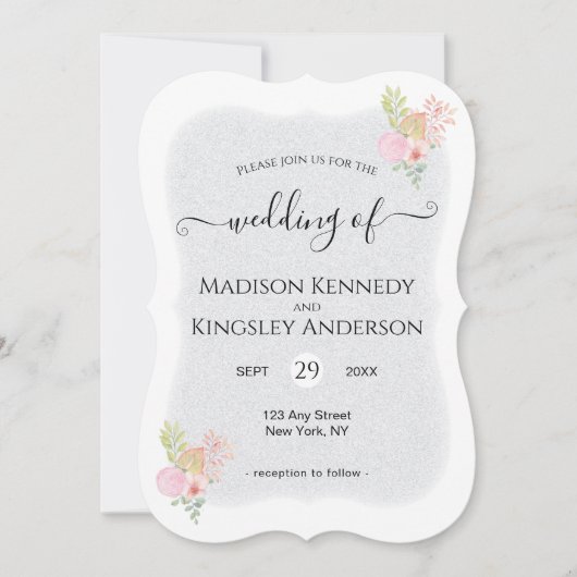 Moderne rosa florale Hochzeit mit einem bemerkensw Einladung (Vorderseite)