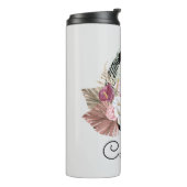 Moderne rosa florale Initiale C Thermosbecher (Nach links gedreht)