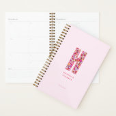 Moderne rosa florale Initialen Monogramm personali Planer (Anzeige)
