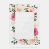 Moderne rosa florale islamische Begrüßung Acrylschild (Vorderseite)