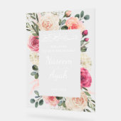 Moderne rosa florale islamische Begrüßung Acrylschild (Winkel)
