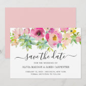 Moderne, rosa, florale Kakteen Hochzeit Save The Date (Vorne/Hinten)