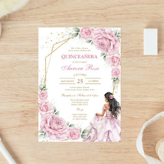 Moderne rosa florale Quinceanera-Einladung Einladung