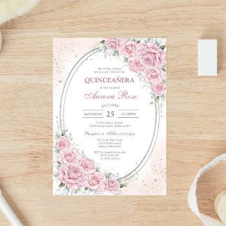 Moderne rosa florale Quinceanera-Einladung Einladung