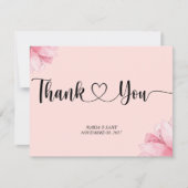 Moderne rosa florale Romantik Danke Karte (Vorderseite)