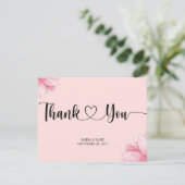 Moderne rosa florale Romantik Danke Karte (Stehend Vorderseite)