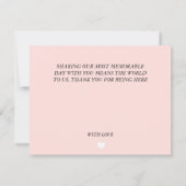 Moderne rosa florale Romantik Danke Karte (Rückseite)