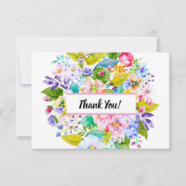 Moderne rosa florale romantische Hochzeit Vielen D Dankeskarte