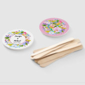 Moderne rosa florale romantische Hochzeitgastfans Fächer (Non-assembled)