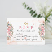 Moderne rosa florale RSVP-Karte RSVP Karte (Stehend Vorderseite)