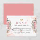 Moderne rosa florale RSVP-Karte RSVP Karte (Vorne/Hinten)