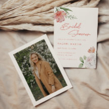 Moderne rosa florale Schrift Foto-Brautabschiedspa