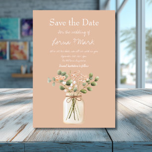 Moderne Rosa.; Flower Jar Save The Date Karte