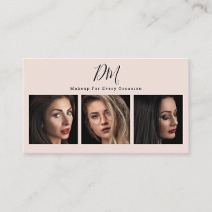 Moderne Rosa Foto Collage Chic Make-up Künstler Visitenkarte