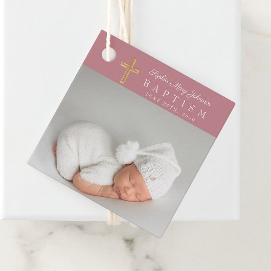 Moderne rosa Foto Girl Baptisc Vielen Dank Geschenkanhänger