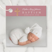 Moderne rosa Foto Girl Baptisc Vielen Dank Geschenkanhänger (Vorderseite)