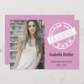 Moderne rosa Foto Grad Party Einladung (Vorne/Hinten)