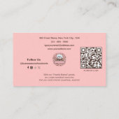 Moderne rosa Foto hinzufügen und QR-Code für Monog Visitenkarte (Rückseite)