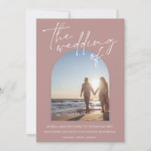 Moderne rosa Foto-Hochzeit Einladung (Vorderseite)