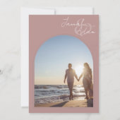 Moderne rosa Foto-Hochzeit Einladung (Rückseite)