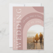 Moderne, rosa Foto Hochzeit Einladung (Vorderseite)