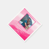 Moderne Rosa Foto Hochzeit Serviette (Ecke)