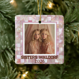 Moderne rosa Foto-Weihnachtsbaumanhänger für Schwe Keramikornament