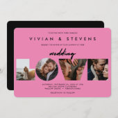 Moderne rosa Fotos Minimalistischer Liebe Hochzeit Einladung (Vorne/Hinten)