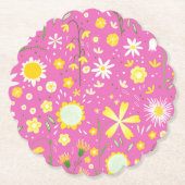 Moderne rosa Frische Blume Botanischer Papierfisch Untersetzer (Vorderseite)